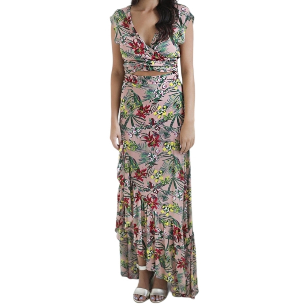 XIX Palms tropical beach Floral two piece set